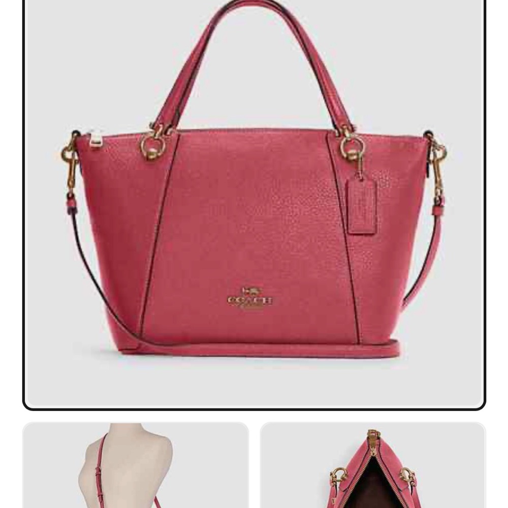 Coach Pink Pebbled Leather Tote with Gold Hardware